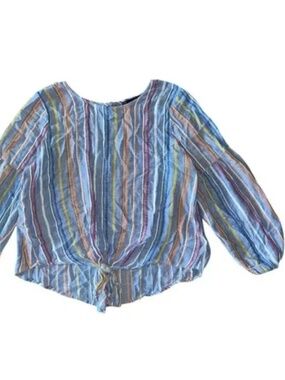 Boho Striped Multicolor 3/4 Sleeve Blouse